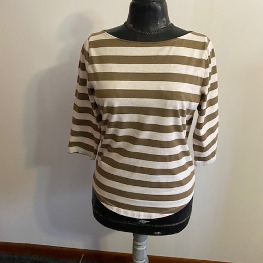 St John's Bay Brown/Tan stripe pullover top, size M